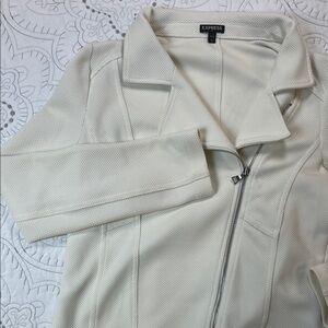 Express Off-White Moto Jacket - Women's Zippered Top Large